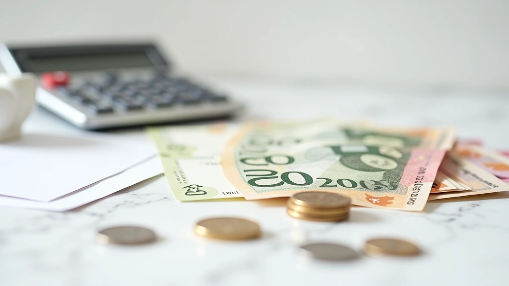 Wisiorek z banknotami różnych walut, wymiana pieniędzy, kalkulator walutowy